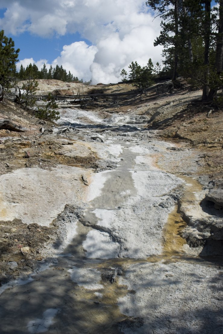 Whitened dry riverbed