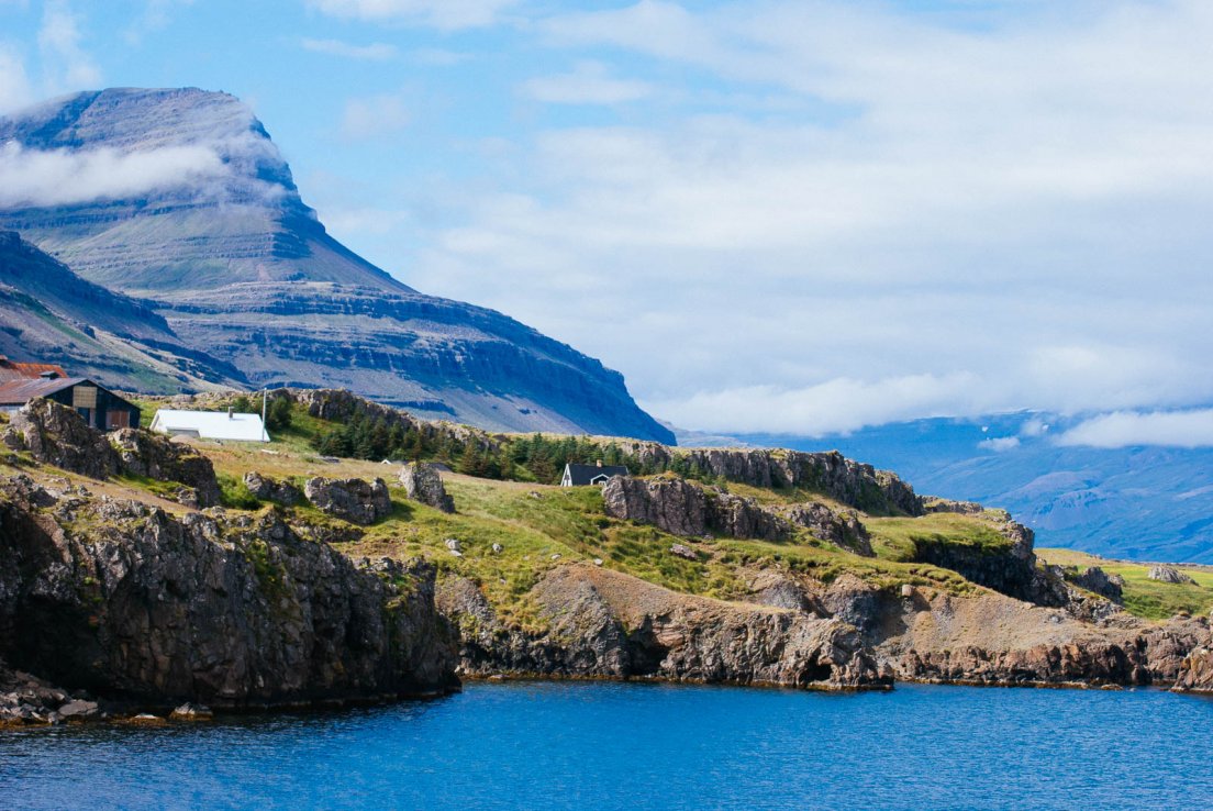 Back view of Teigarhorn farm and nature preserve, East fjords #003, Iceland, 1st august 2017 Back view of Teigarhorn farm and nature preserve