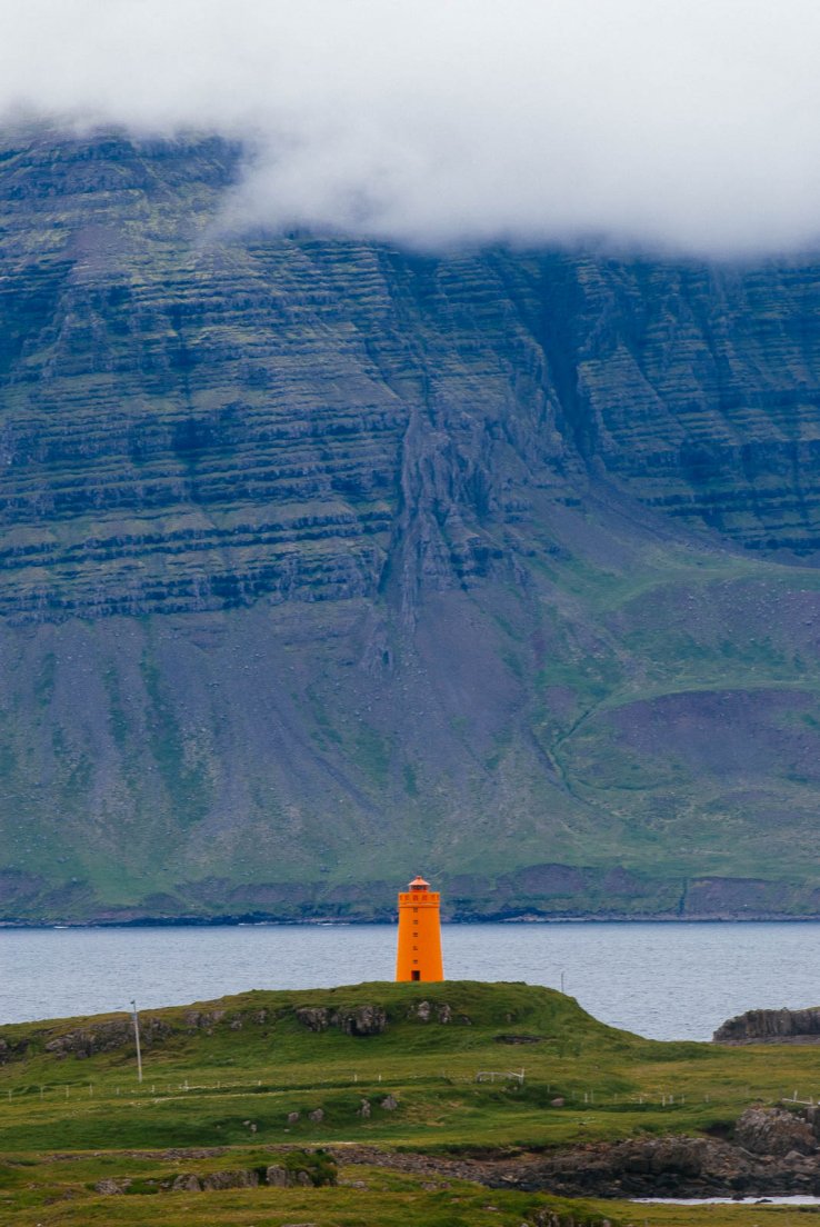 Orange lighthouse, East fjords #008, Iceland, 1st august 2017 Orange lighthouse
