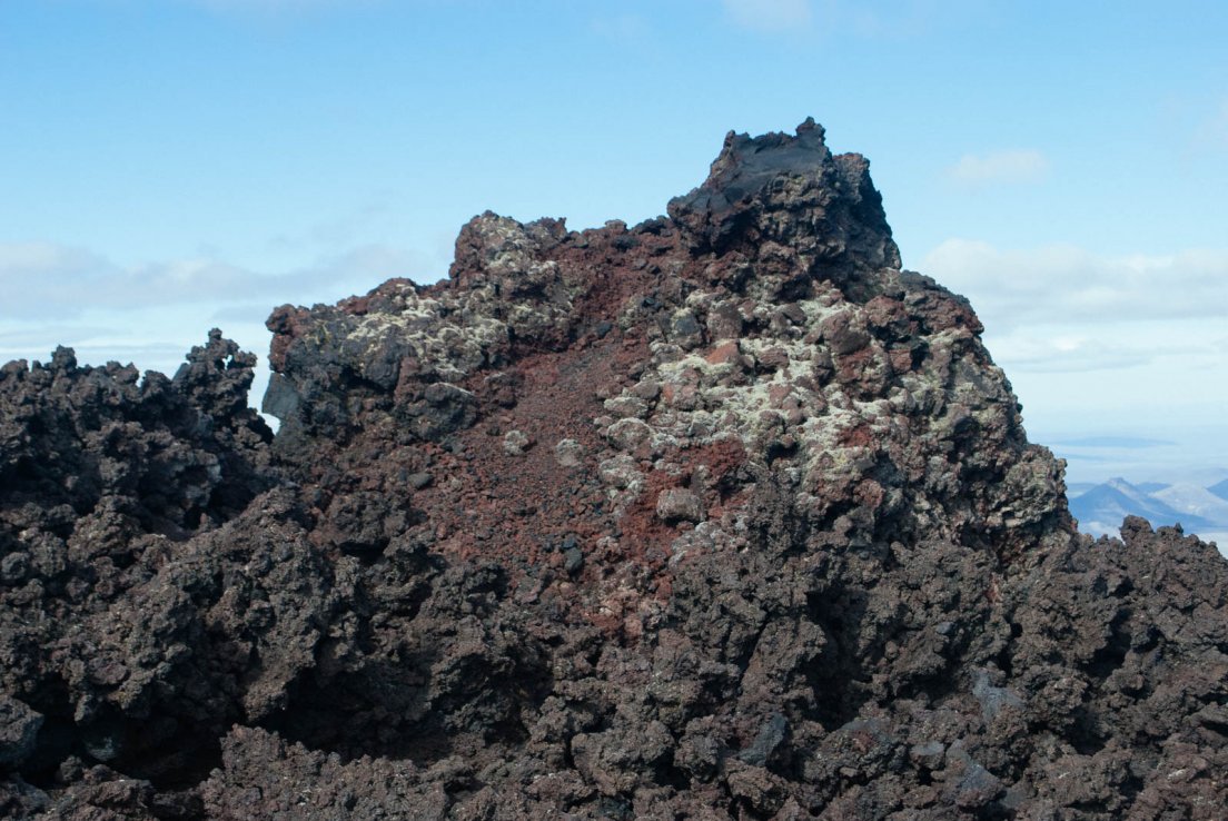 Massive solidified lava rock