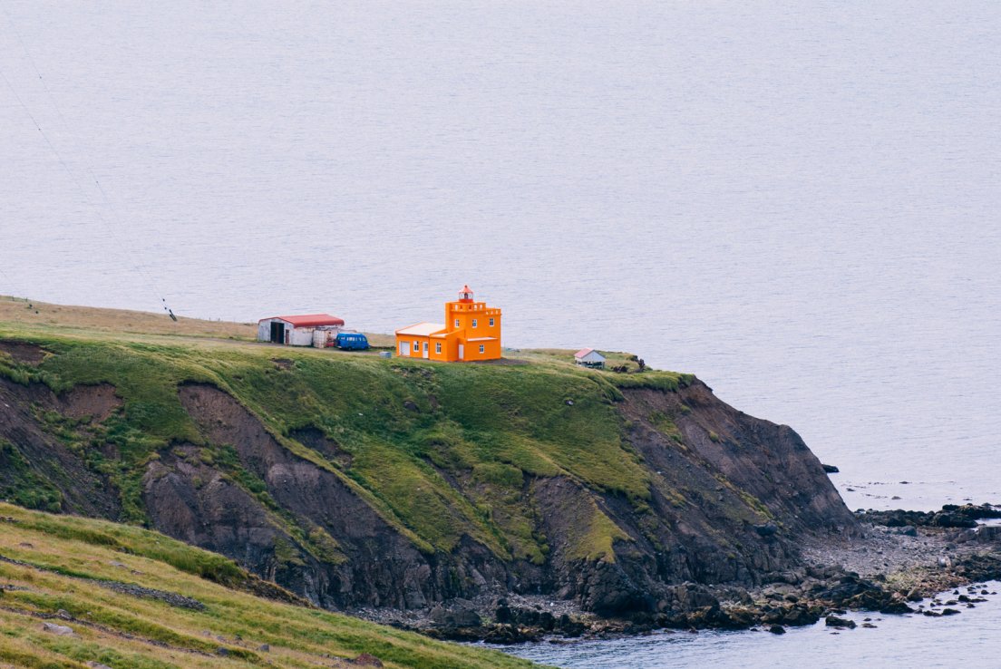 Bright orange lighthouse