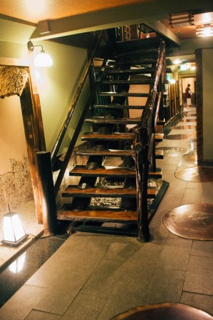 Stairs in a traditional japanese bath establishment (onsen), Honke Bankyu #036, 16 may 2016 Stairs in a traditional japanese bath establishment (onsen)