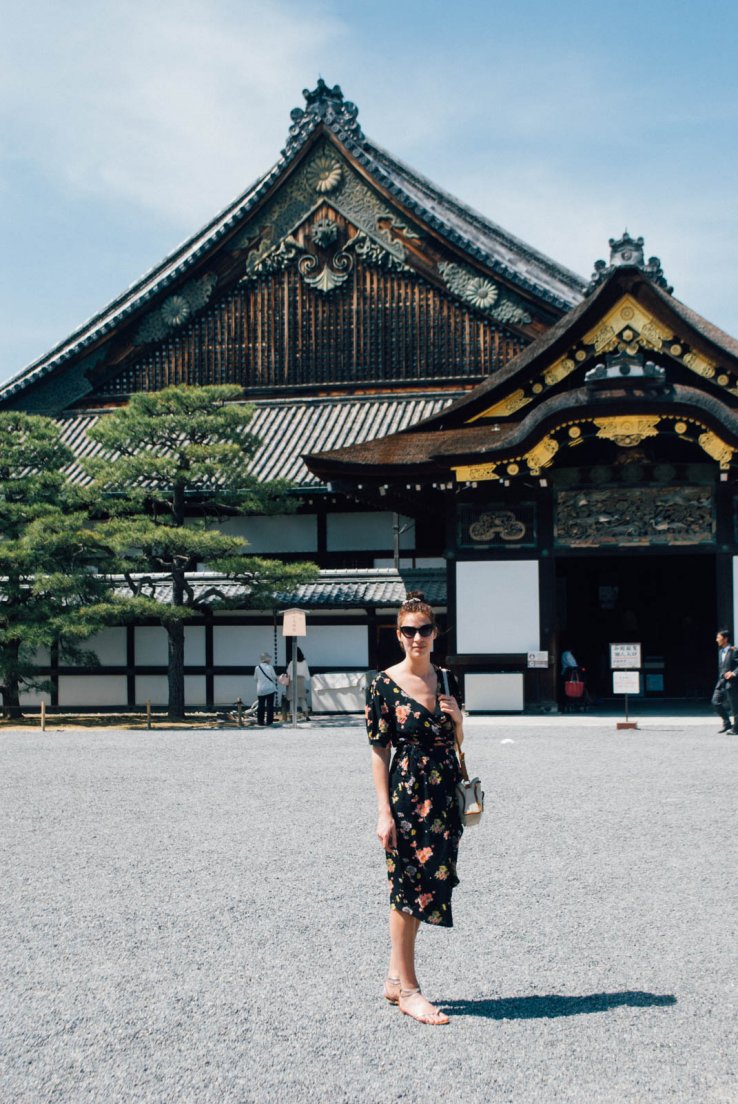 Young girl posing in a Seamstress of Bloosmbury dress in the courtyard of a japanese castle, Nijō-jo castle #011, 13 may 2016 Young girl posing in a Seamstress of Bloosmbury dress in the courtyard of a japanese castle