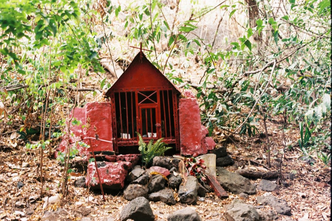 Reunion traditional red shrine for Saint-Expedit