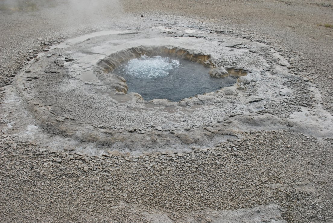 Boiling pool with grey crusted edges