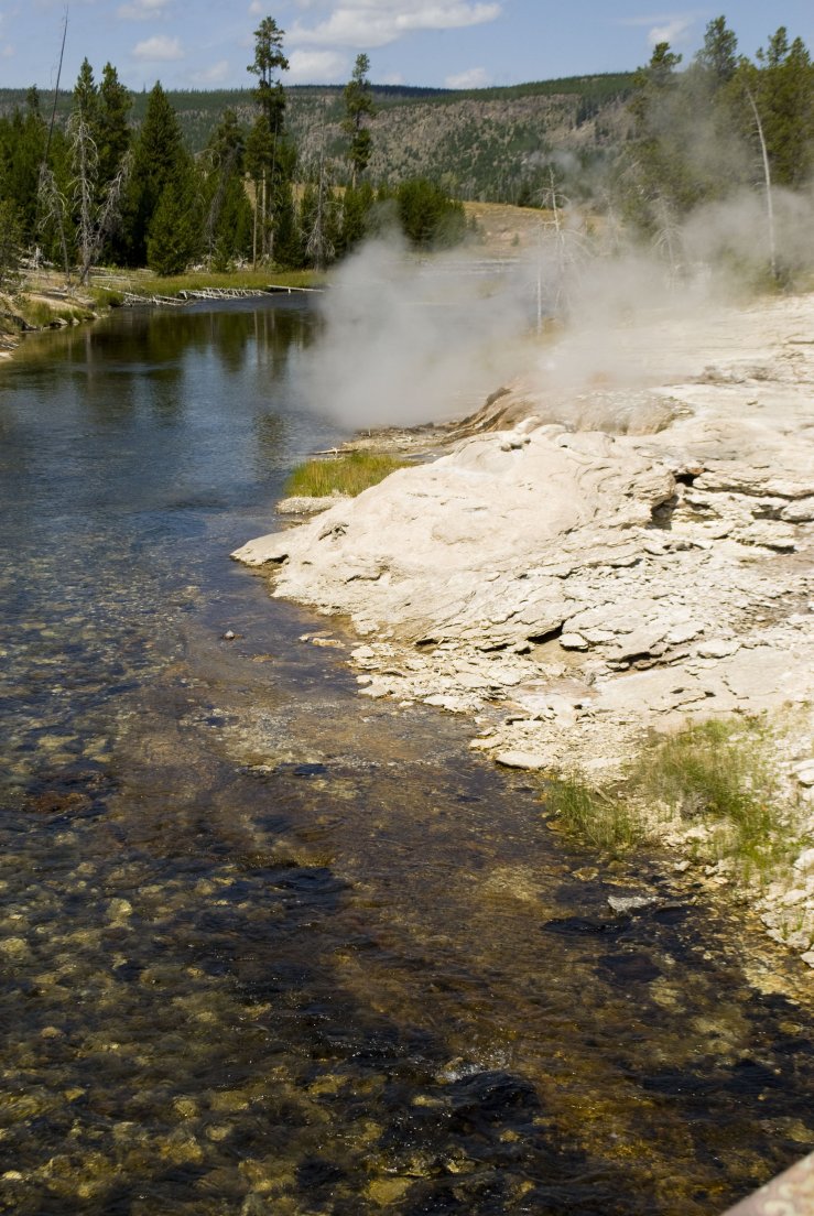 River crossing an active volcanic area