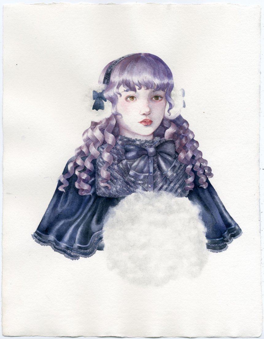 Manchon brumeux, une illustration originale à l'aquarelle par Camille de Kerorguen (messalyn), octobre 2014 Manchon brumeux